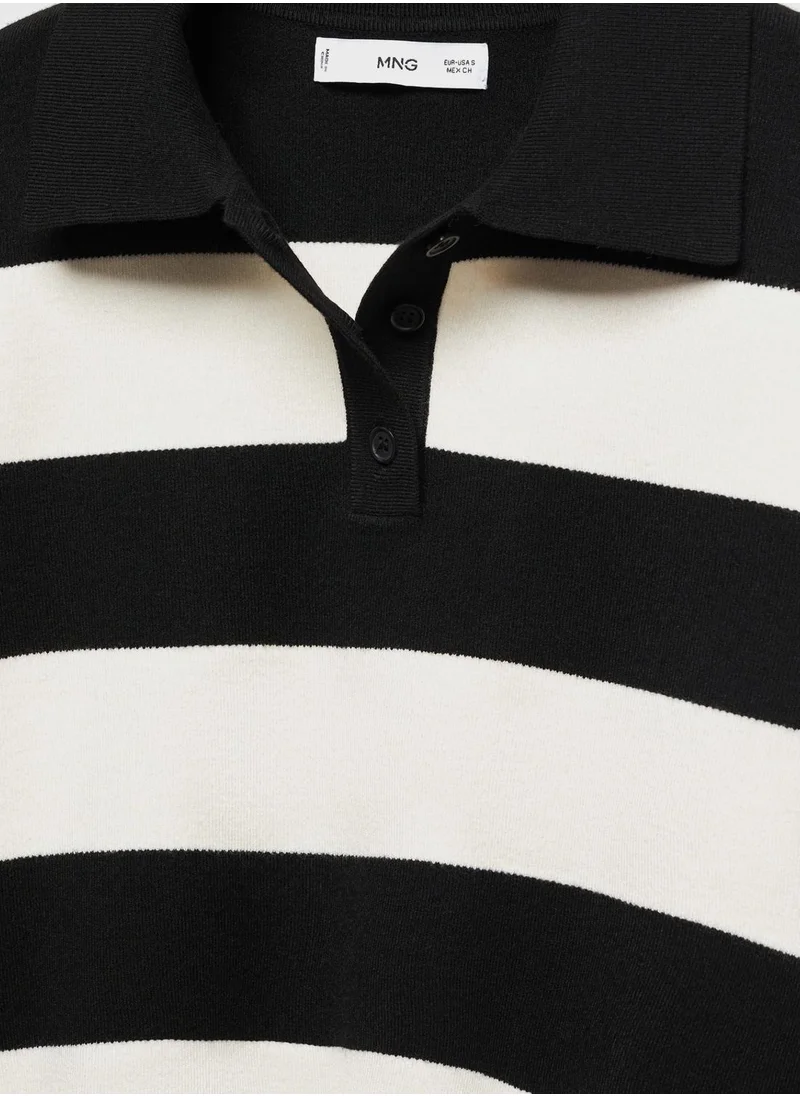MANGO Polo Neck Block Striped Sweater