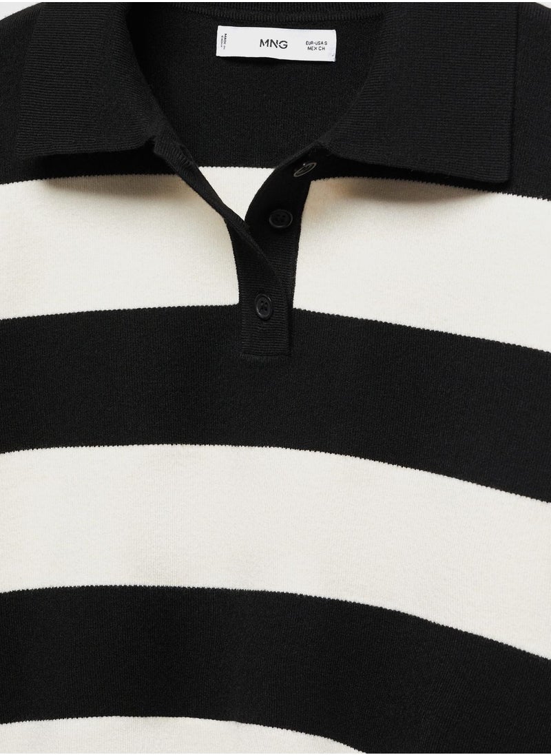 MANGO - Polo Neck Block Striped Sweater - Image 1