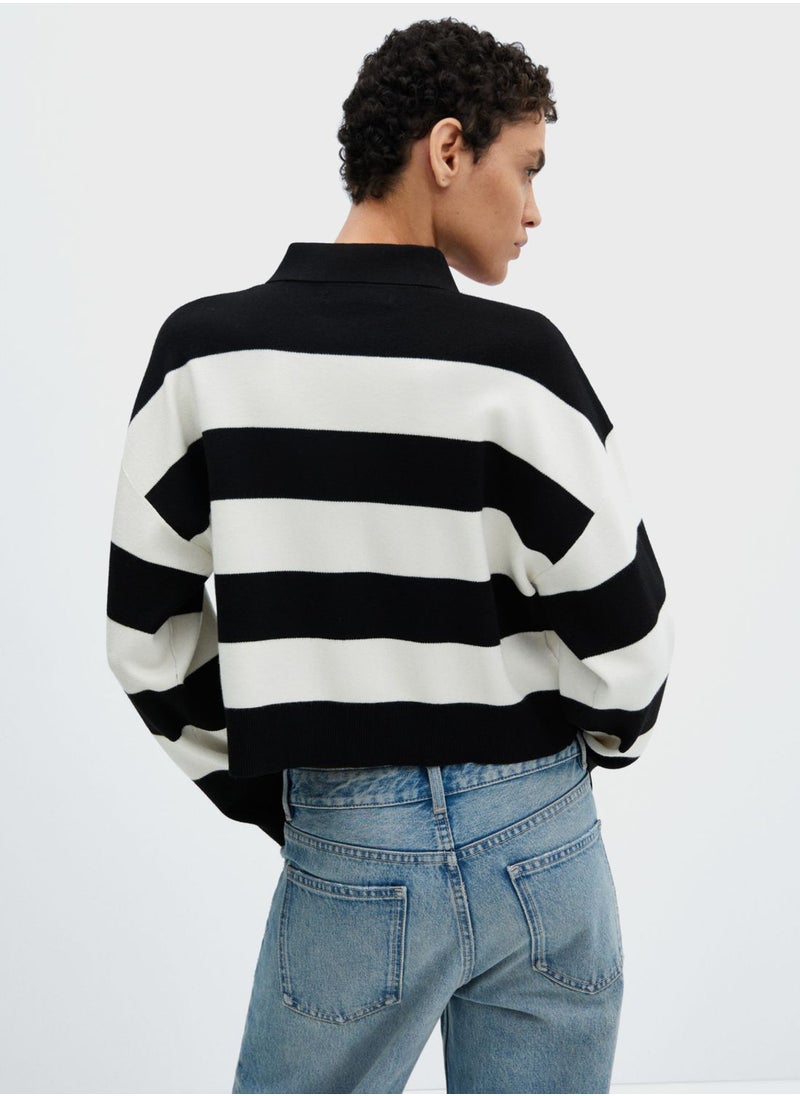 MANGO - Polo Neck Block Striped Sweater - Image 1