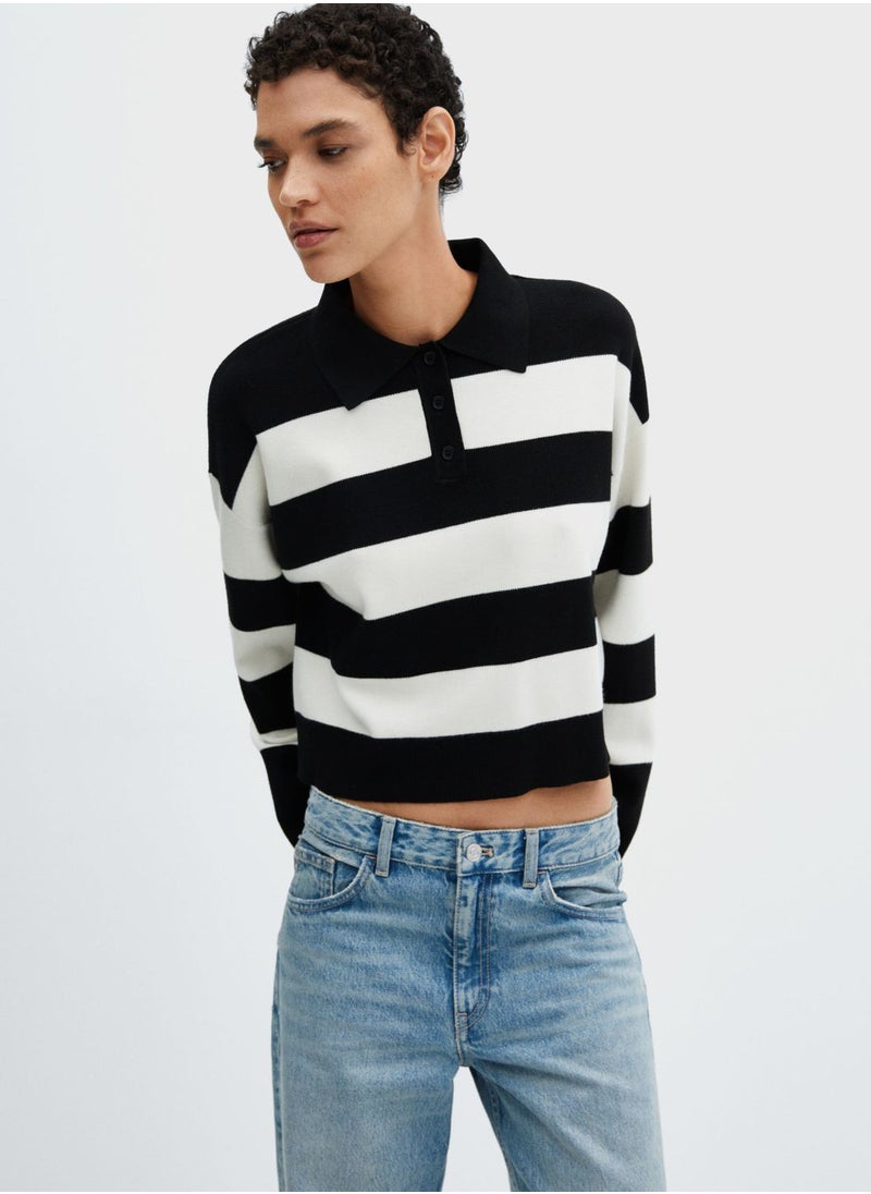 MANGO - Polo Neck Block Striped Sweater - Image 1
