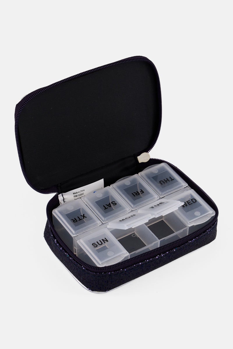 Miamica Pill Case With Removable Plastic Organizer, Navy Blue  - Image 3