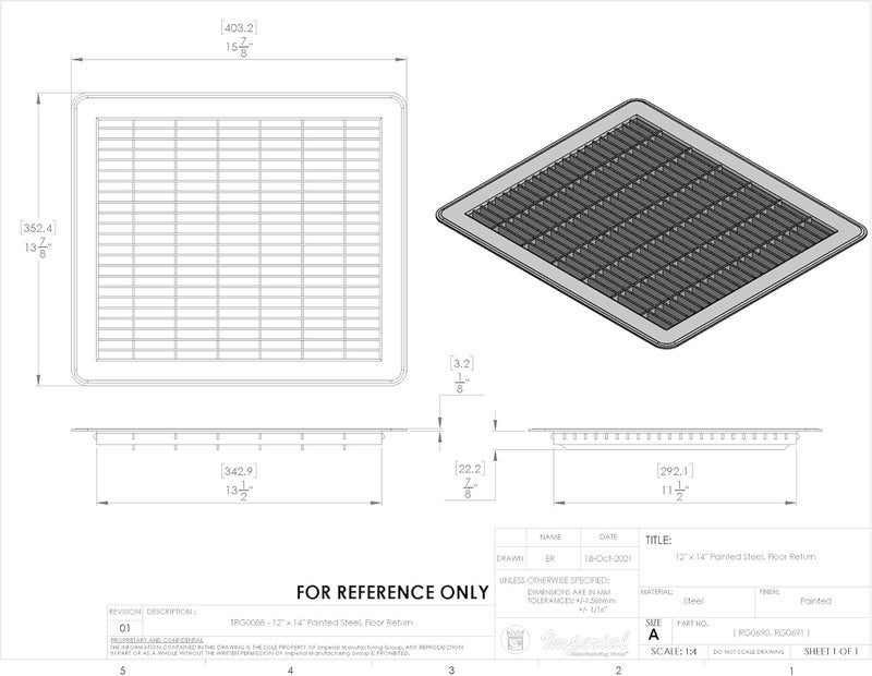 Imperial Grill Return Air 12x14 Inch Brown - Image 2
