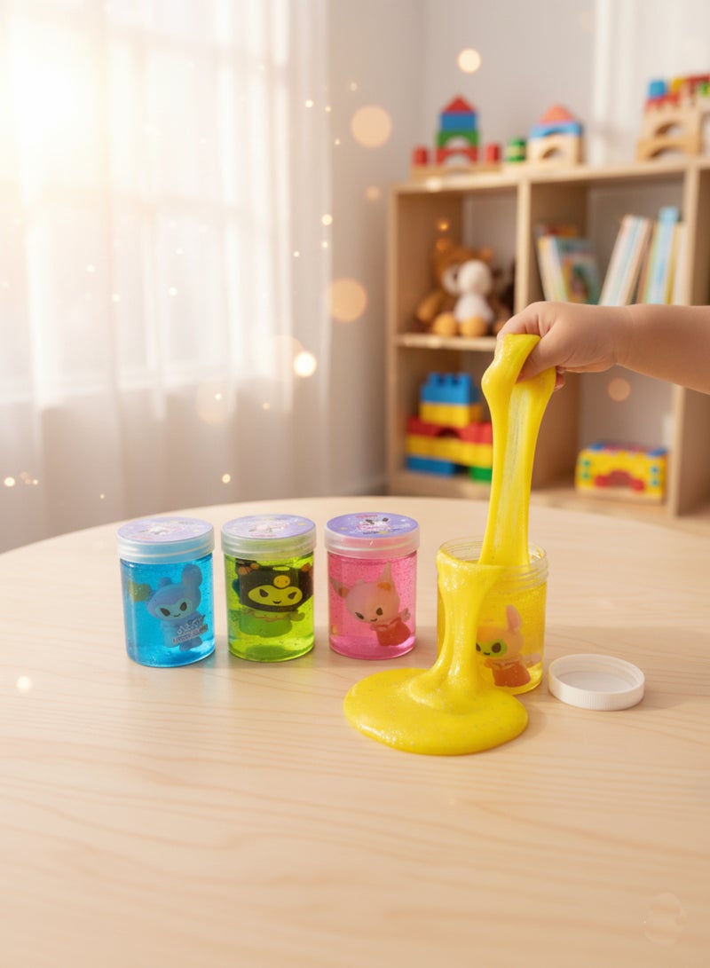 Rally Shiny Multi-Colored Slime with Cute Cartoon Characters – 4 Stretchy and Squishy Containers for Kids’ Fun and Creativity – Safe, Non-Toxic, and Fluffy Slime for Enjoyable Play at Home or School - Image 2