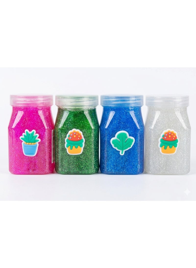STORE 7 4-Piece Glitter Jelly Slime Set for Kids – Shiny Non-Sticky Stretchy Slime in Containers, Colorful Sensory Moldable Putty for Creative Play & Tactile Fun - Image 5