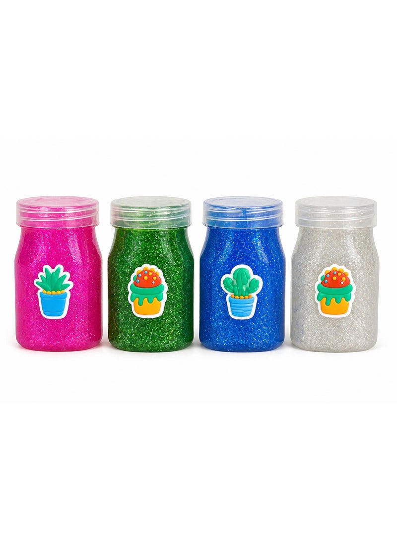 STORE 7 4-Piece Glitter Jelly Slime Set for Kids – Shiny Non-Sticky Stretchy Slime in Containers, Colorful Sensory Moldable Putty for Creative Play & Tactile Fun - Image 4