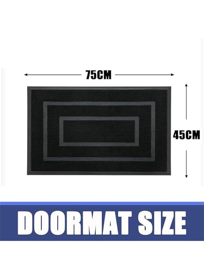 TRASSLE Super Absorbent Moisture Resistant Door Mat,75x45CM Outdoor and Indoor Door Mat Home Welcome Mat, Front Welcome Mat Door Mat Suitable for Front Door, Patio, Hallway, Floor (Black) - Image 2