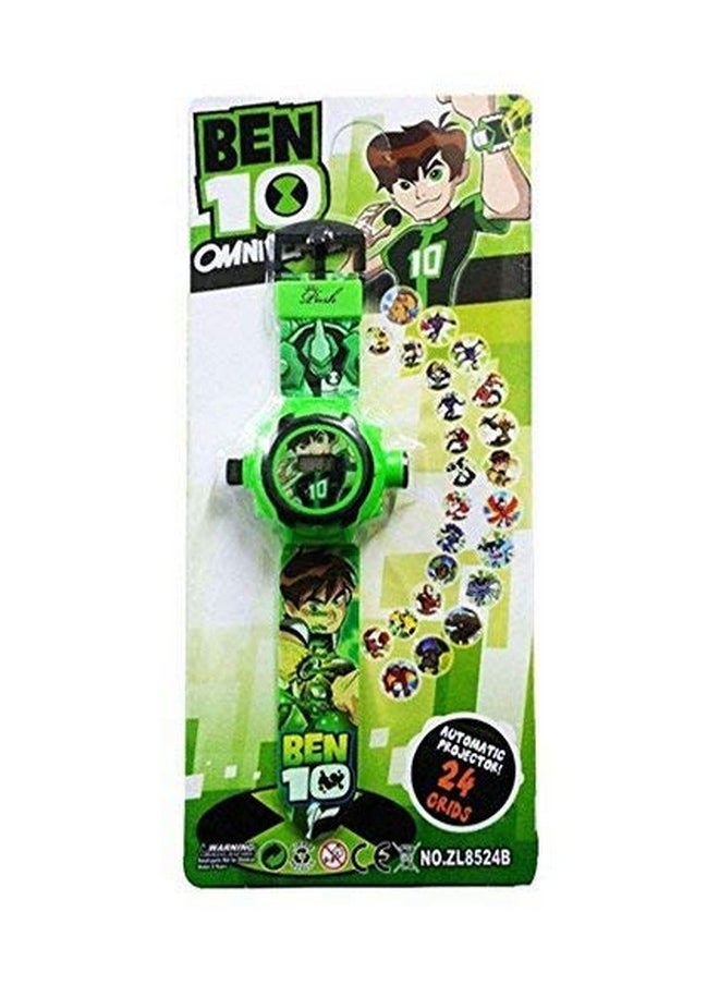 أدامو ساعة ADAMO الرقمية مع 24 صورة لجهاز عرض Ben 10 باللون الأخضر وقرص مطاطي للأطفال والأولاد، هدية ديوالي، هدية عيد ميلاد، أفضل ساعة رقمية للأولاد 906GGR02  - Image 3