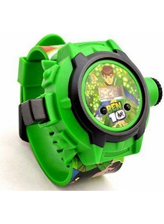 أدامو ساعة ADAMO الرقمية مع 24 صورة لجهاز عرض Ben 10 باللون الأخضر وقرص مطاطي للأطفال والأولاد، هدية ديوالي، هدية عيد ميلاد، أفضل ساعة رقمية للأولاد 906GGR02  - Image 2
