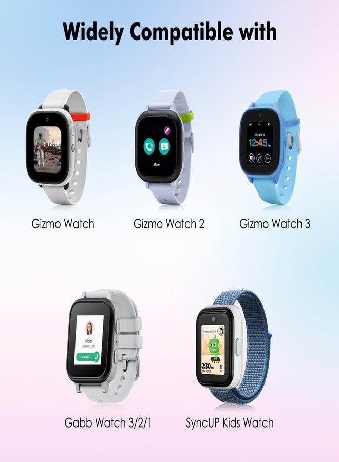 MoKo 3Pack Scrunchie Band Compatible with Gizmo Watch 3 2 1/Gabb Watch 3e 3 2 1/SyncUP Kids Watch, Cute Elastic Replacement Wristband Strap Stretchy Bands for Kids, Purple Pink+Pink Blue+Oil Painting - Image 2