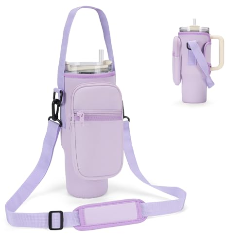 GOEWY Water Bottle Carrier Bag for Stanley 40 oz Tumbler with Phone Pocket Neoprene Water Bottle Holder with Shoulder & Handheld Strap Stanley Cup Accessories - Image 1