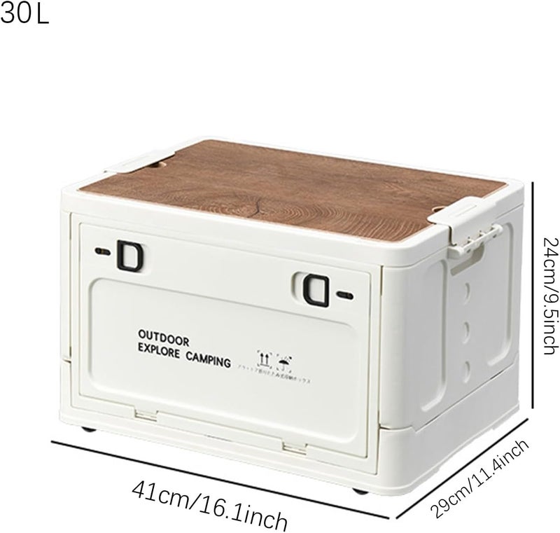 Camping Storage Box,Foldable Outdoor Camping Storage Bins | Outdoor Box Garage Organization with Wooden Lid, Garden Tools Containers Accessories - Image 5