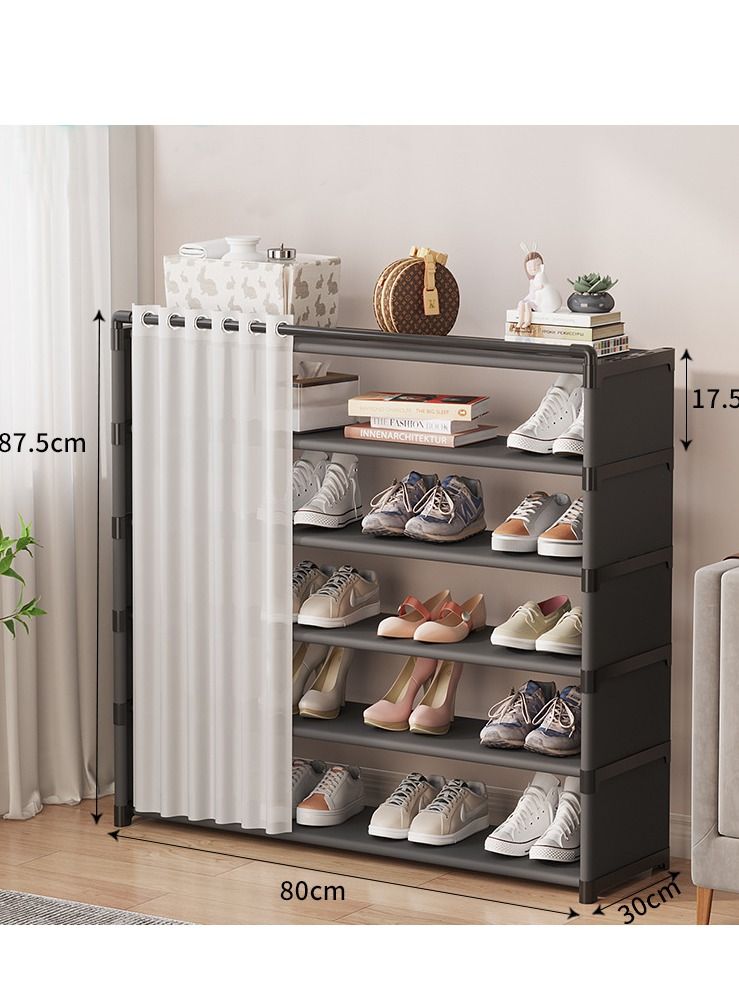 ميكسد 6 من الدرجة حذاء كبير رافعة مقاوم للغبار حذاء تخزين منظم أحذية 20-24 حذاء مزدوج معدن متين مع ستارة للمدخل