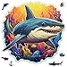 Qiuenisray Wooden Puzzles for Adults Shark Ocean Jigsaw Puzzles 200 Pieces Funny Wall Decor Wood Puzzle FSC Certified Unique Shape Adult Puzzles Pieces Creative Gift for Family Game 111x112 in - Image 2