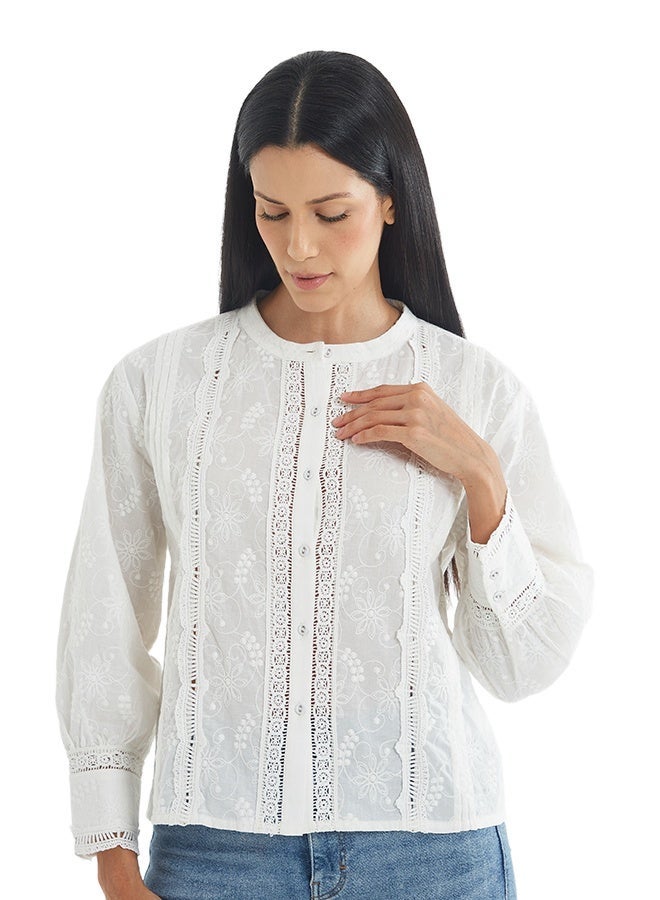 اشاراي بلوزة نسائية بأكمام كاملة مع دانتيل - Image 5