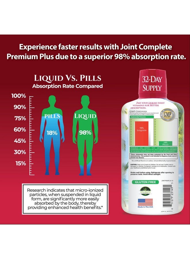 تروبيكال أويسيز Joint Complete Premium Premium Plus - مكمل سائل للمفاصل مع الجلوكوزامين والكوندرويتين وميثيل سلفونيل ميثان بلس 800 مجم من الكركم - أقصى امتصاص 98% - 32 أونصة، 32 جرعة - Image 3