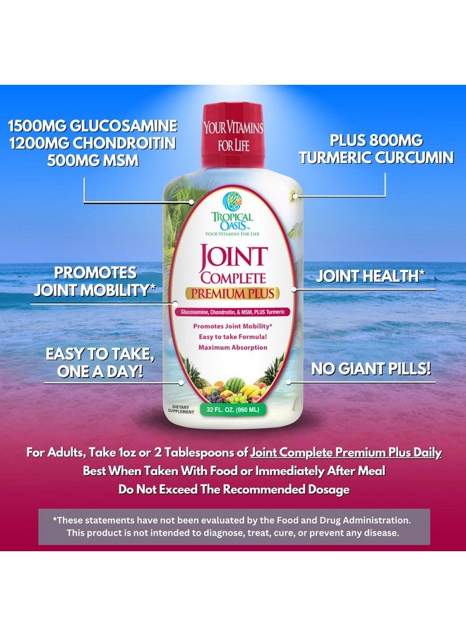 تروبيكال أويسيز Joint Complete Premium Premium Plus - مكمل سائل للمفاصل مع الجلوكوزامين والكوندرويتين وميثيل سلفونيل ميثان بلس 800 مجم من الكركم - أقصى امتصاص 98% - 32 أونصة، 32 جرعة - Image 4