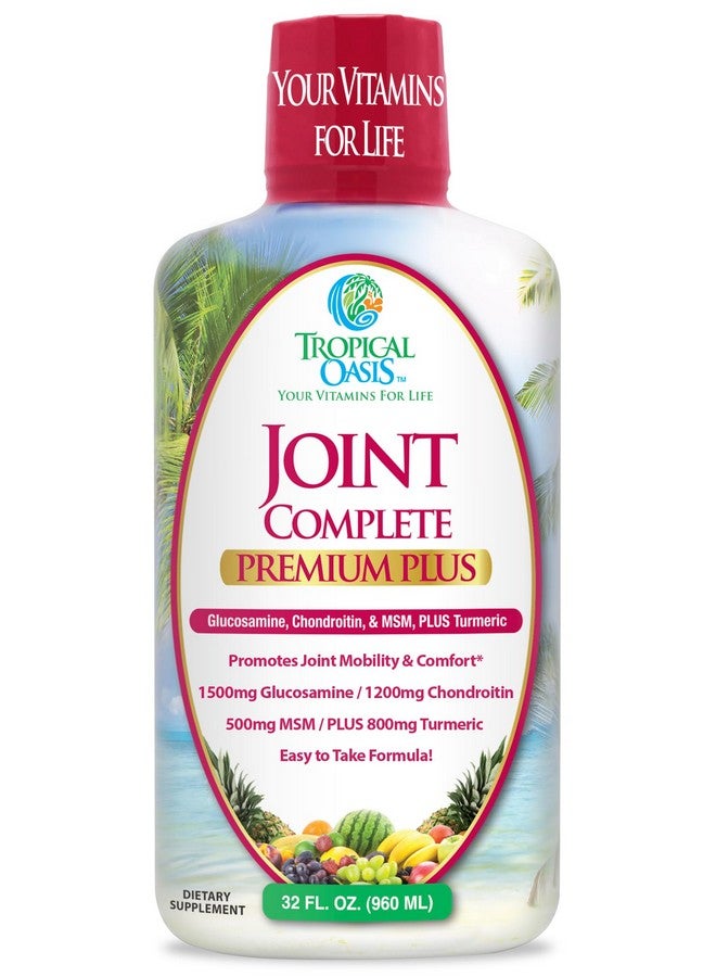تروبيكال أويسيز Joint Complete Premium Premium Plus - مكمل سائل للمفاصل مع الجلوكوزامين والكوندرويتين وميثيل سلفونيل ميثان بلس 800 مجم من الكركم - أقصى امتصاص 98% - 32 أونصة، 32 جرعة - Image 1