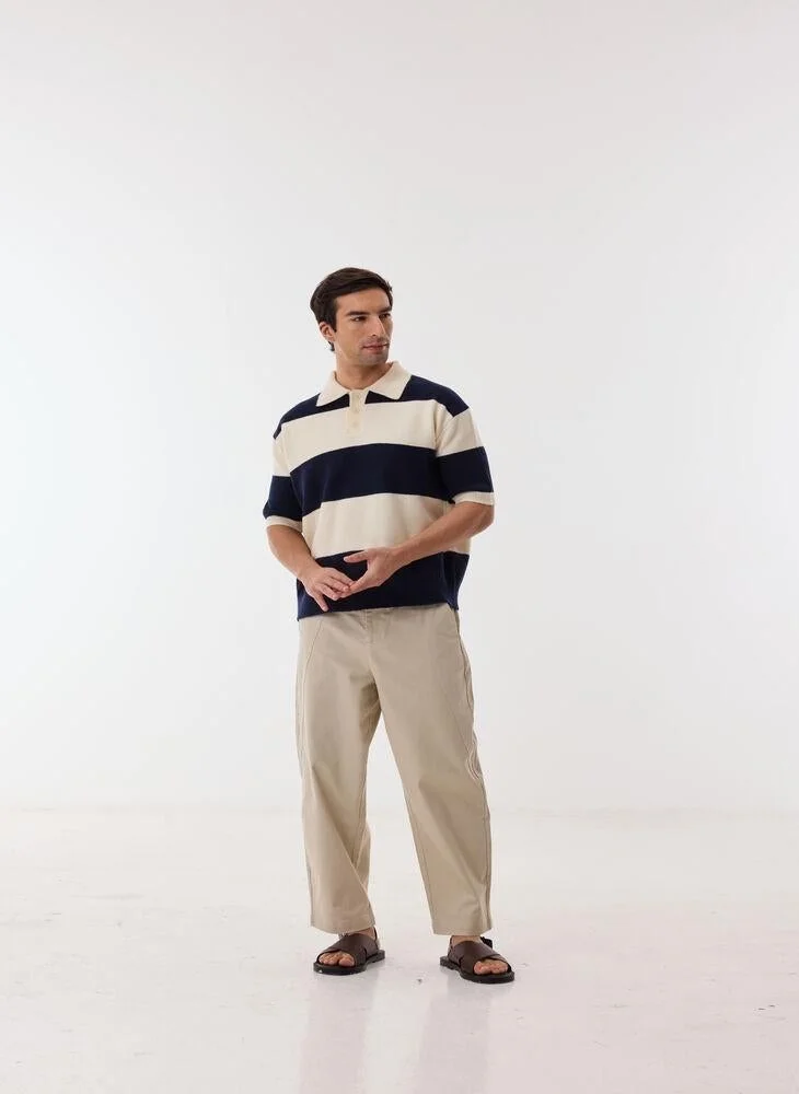 Ashita Fernandes  Striped Knit Polo Shirt for Men | Best Price UAE