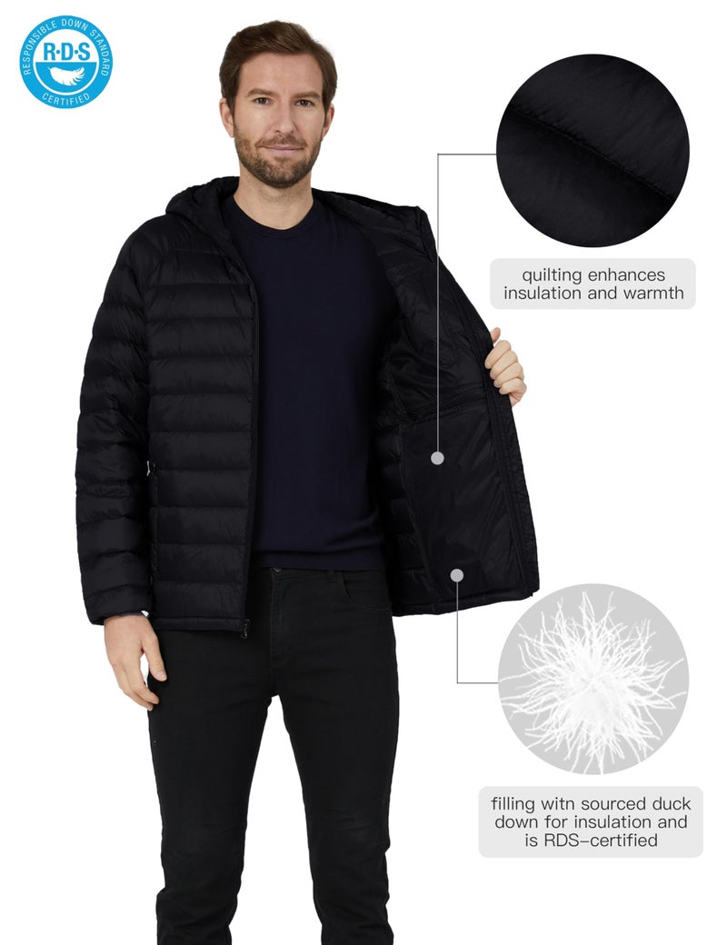 wantdo Men's Hooded Down Jacket Bubble Coats Warm Puffer Jackets (Black, Large) - Image 4
