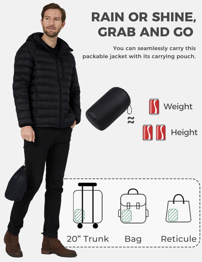 wantdo Men's Hooded Down Jacket Bubble Coats Warm Puffer Jackets (Black, Large) - Image 5