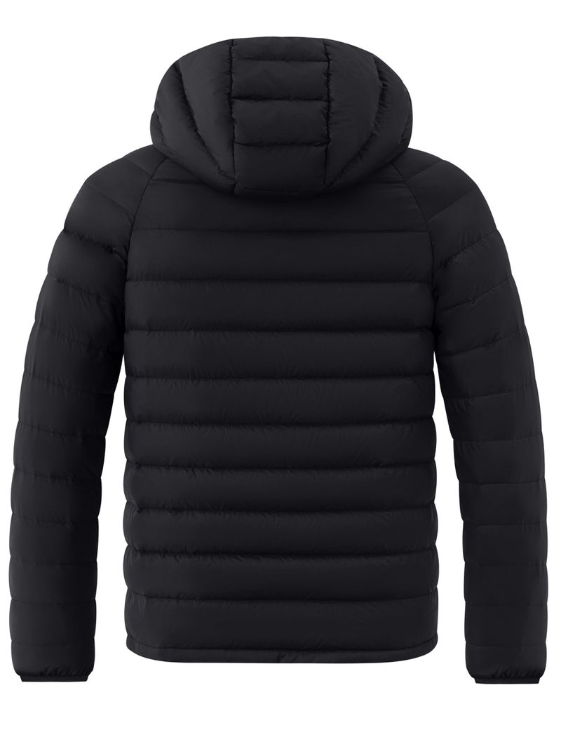 wantdo Men's Hooded Down Jacket Bubble Coats Warm Puffer Jackets (Black, Large) - Image 2