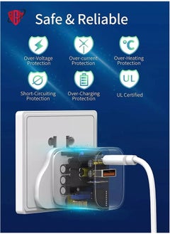 BGM USB C Plug Charger Fast Charging, 20W Type C PD Wall Charger Plug Power Adaptor Compatible with iPhone and Android Phones Laptops, 3.0 A (White)  - Image 4