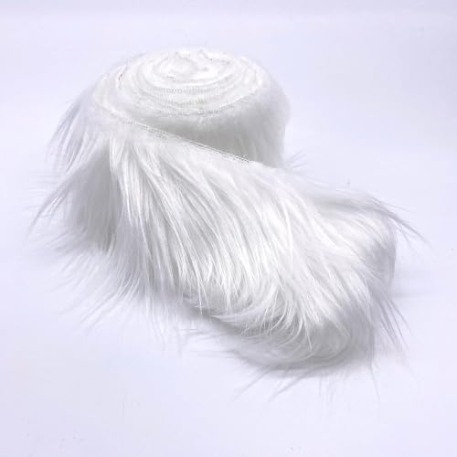 Ice Fabrics Craft Faux Fur Fabric Pre Cut Rolls - 2"x60" Fur Ribbon Mohair Fabric Strips - Super Soft and Fuzzy - Perfect for Crafts, Costumes & Decoration - White - 2x60 - Image 1