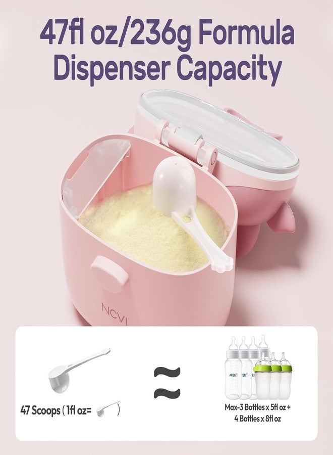 Bebamour Baby Formula Dispenser On The Go, Formula Container to Go, Formula Holder for Travel, Candy Fruit Snack Storage Container with Scoop and Leveller (Pink) - Image 3