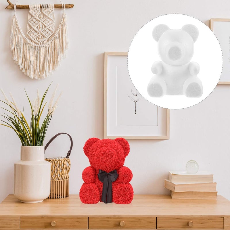 klarako 35cm Foam Bear Shape White Craft Bear Polystyrene Styrofoam Modelling Foam for Christmas Wedding Gift Flower Arranging DIY Rose Bear - Image 3