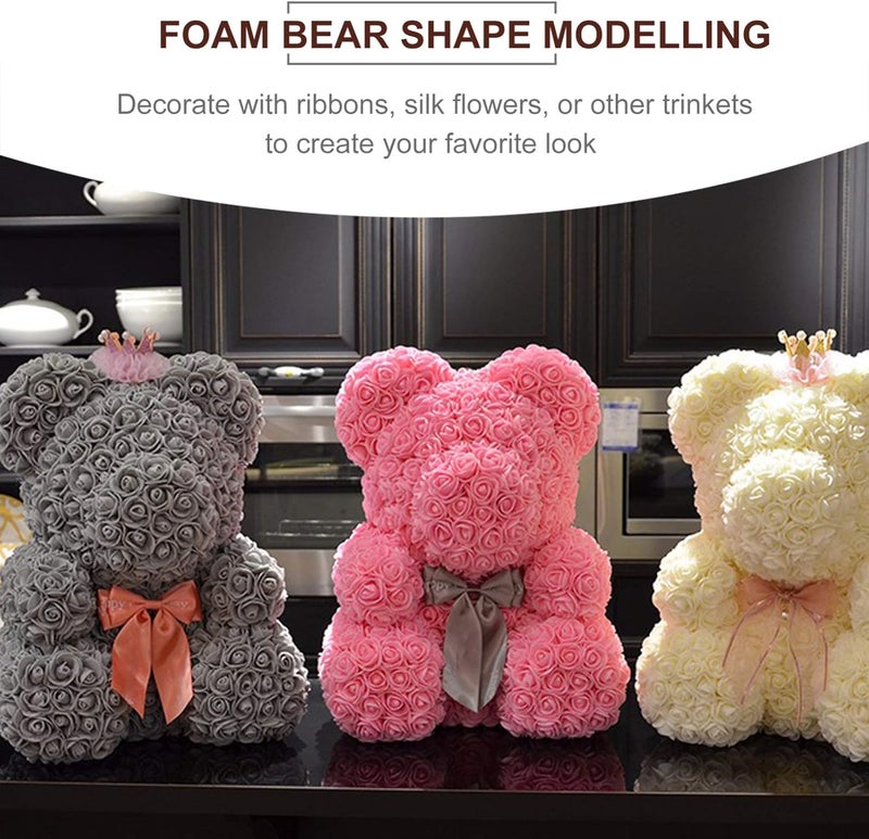 klarako 35cm Foam Bear Shape White Craft Bear Polystyrene Styrofoam Modelling Foam for Christmas Wedding Gift Flower Arranging DIY Rose Bear - Image 4