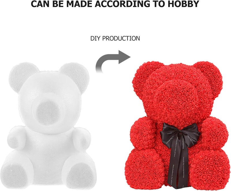 klarako 35cm Foam Bear Shape White Craft Bear Polystyrene Styrofoam Modelling Foam for Christmas Wedding Gift Flower Arranging DIY Rose Bear - Image 2