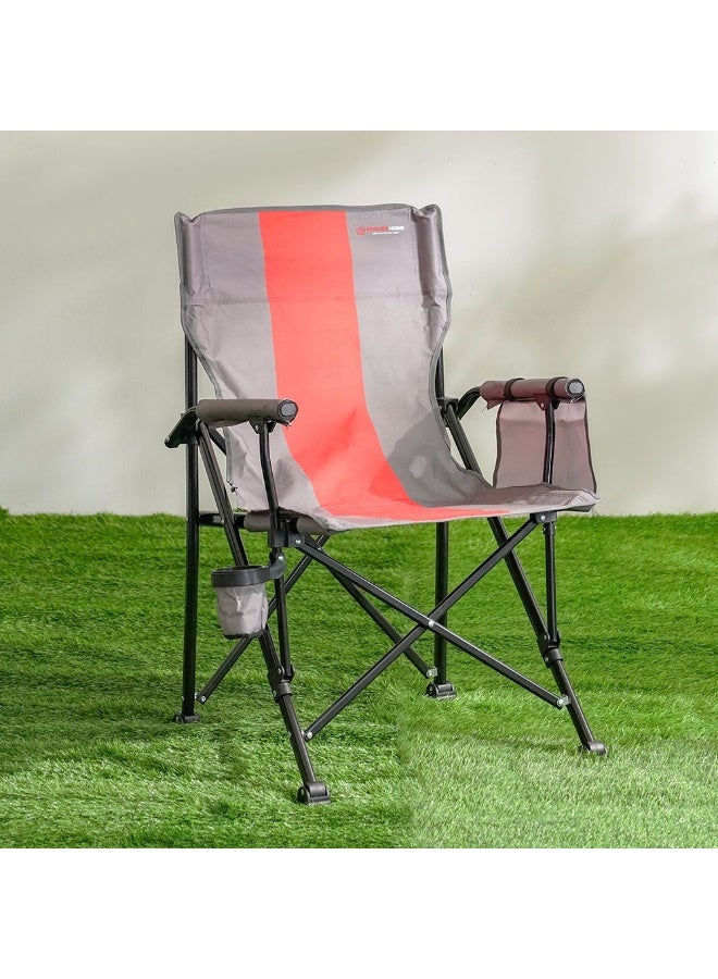 DANUBE HOME كرسي تخييم قابل للطي خفيف الوزن كرسي فناء لجميع الأحوال الجوية مادة متينة كرسي نزهة مقعد محمول للحديقة الخارجية التخييم النزهة 62X59X93 سم أحمر/رمادي - Image 1