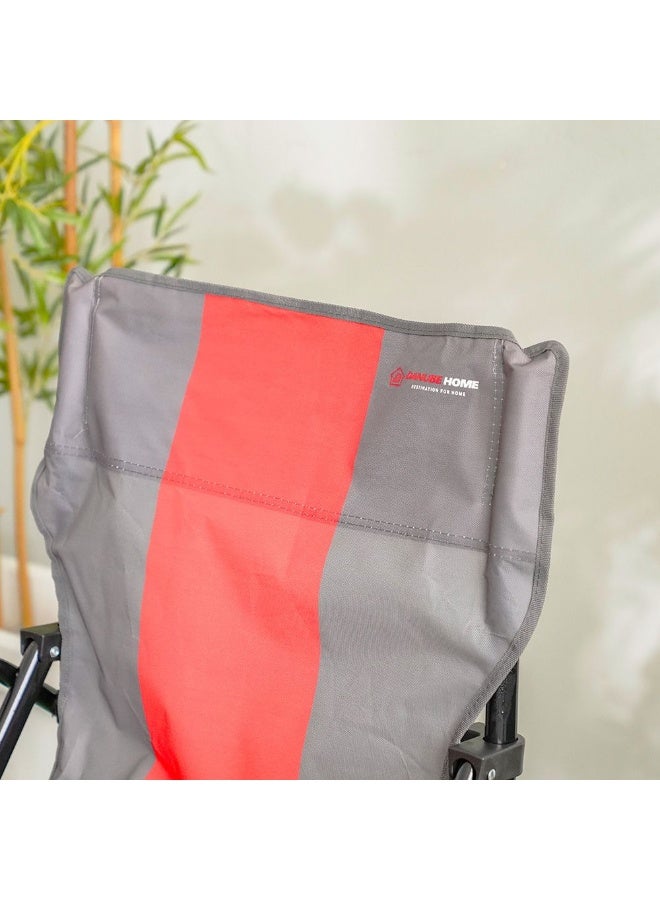 DANUBE HOME كرسي تخييم قابل للطي خفيف الوزن كرسي فناء لجميع الأحوال الجوية مادة متينة كرسي نزهة مقعد محمول للحديقة الخارجية التخييم النزهة 62X59X93 سم أحمر/رمادي - Image 2