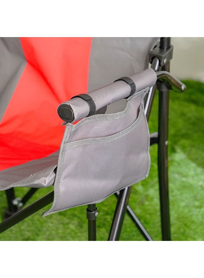 DANUBE HOME كرسي تخييم قابل للطي خفيف الوزن كرسي فناء لجميع الأحوال الجوية مادة متينة كرسي نزهة مقعد محمول للحديقة الخارجية التخييم النزهة 62X59X93 سم أحمر/رمادي - Image 4