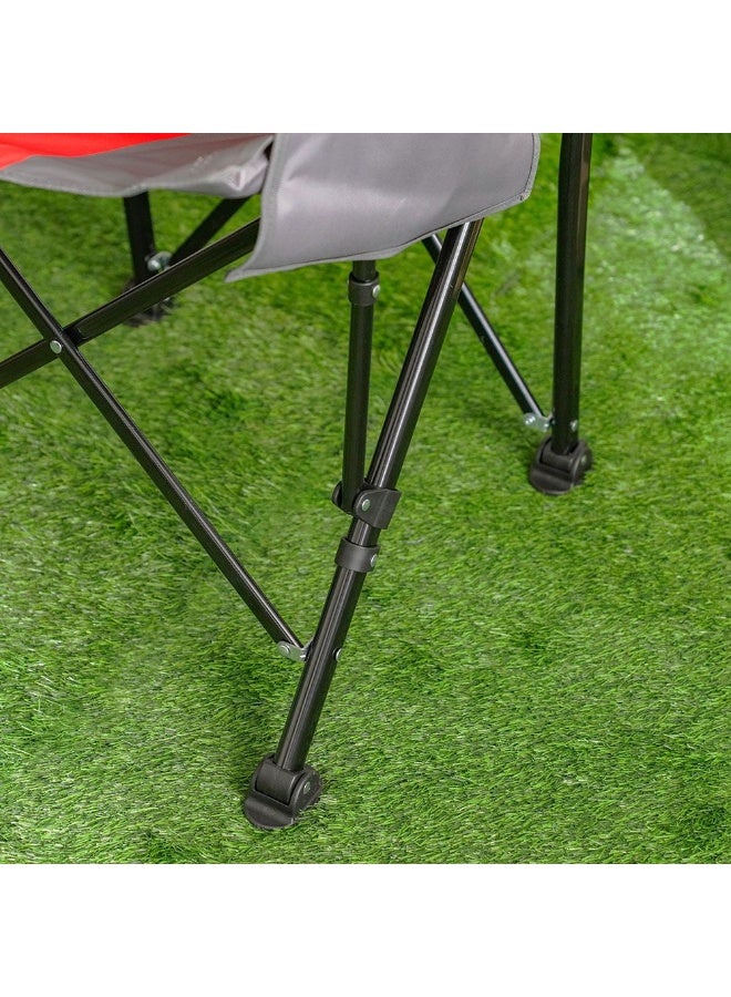 DANUBE HOME كرسي تخييم قابل للطي خفيف الوزن كرسي فناء لجميع الأحوال الجوية مادة متينة كرسي نزهة مقعد محمول للحديقة الخارجية التخييم النزهة 62X59X93 سم أحمر/رمادي - Image 3