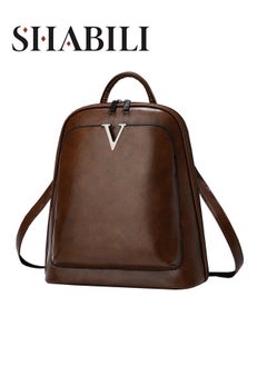SHABILI Girls' Fashion Backpack, Women's Brown Notebook Bag Schoolbag Back Bag College Bag, PU Leather Campus Style Laptop Bag Tourist Bag Carry Bag for Youth, Teenager, Children, Kids, and Ladies  - Image 1