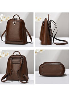SHABILI Girls' Fashion Backpack, Women's Brown Notebook Bag Schoolbag Back Bag College Bag, PU Leather Campus Style Laptop Bag Tourist Bag Carry Bag for Youth, Teenager, Children, Kids, and Ladies  - Image 4