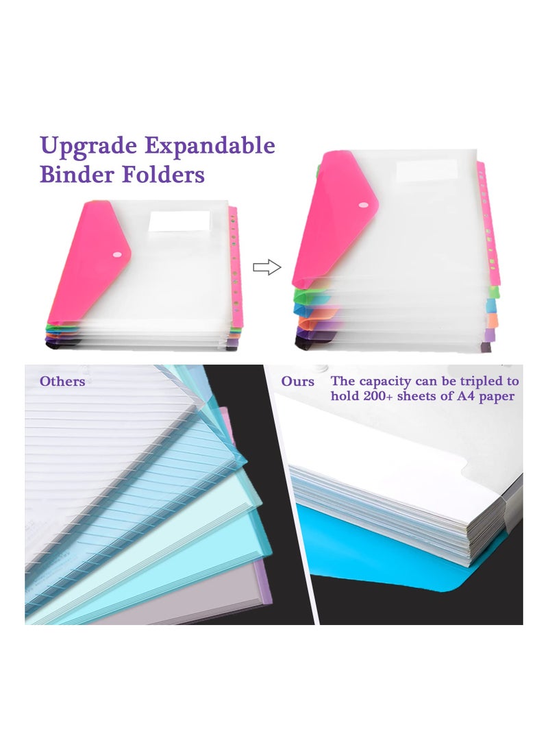 SYOSI Expandable Binder Pocket, 12 Packs A4 Clear Plastic Envelopes, with 11 Holes,  for Ring Binder Folder, Snap Button and Lable Poly Envelopes Plastic Envelopes, for Home Work Office Organization  - Image 2