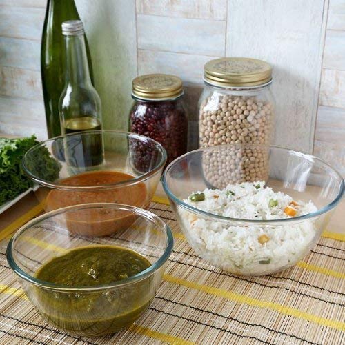 Treo Borosilicate Glass Solid Microwave Safe Mixing Bowl (500, 1000ml - Set of 2, Clear) - Image 3