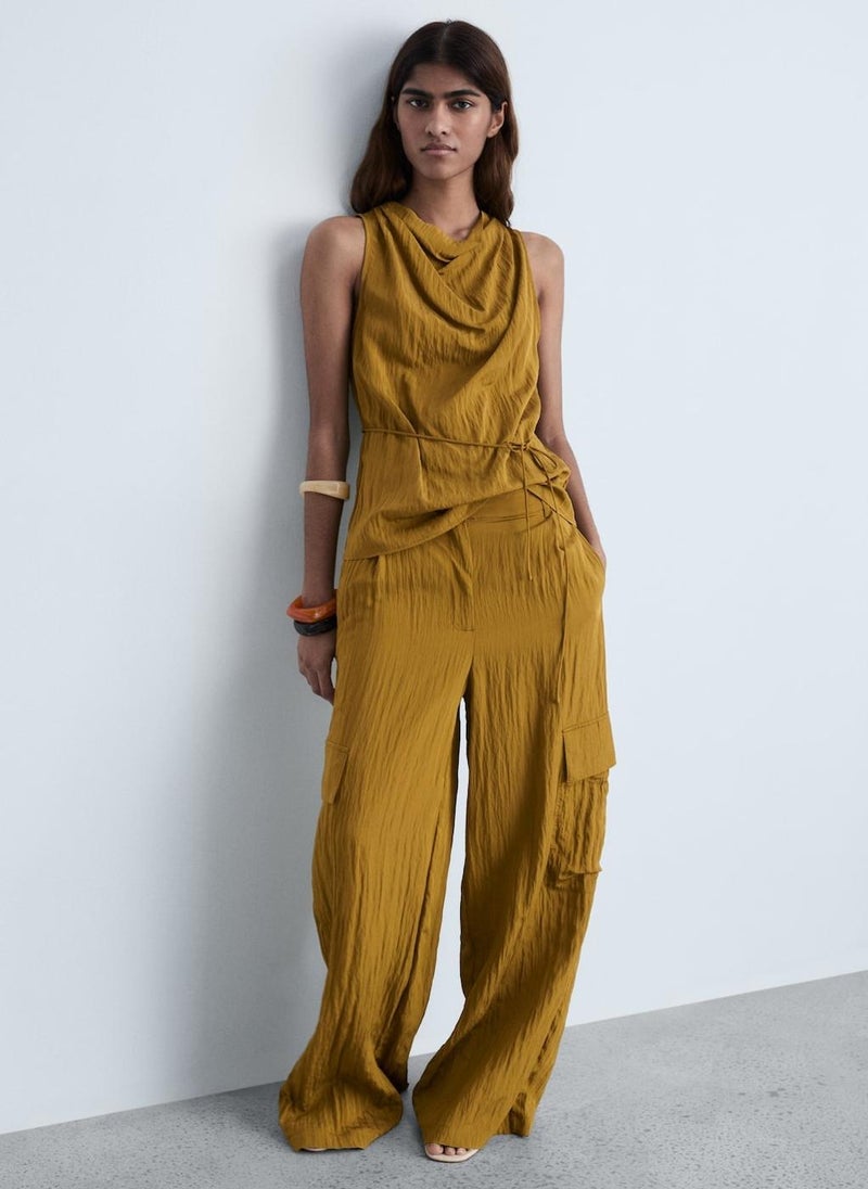MANGO Textured Cargo Trousers  - Image 4