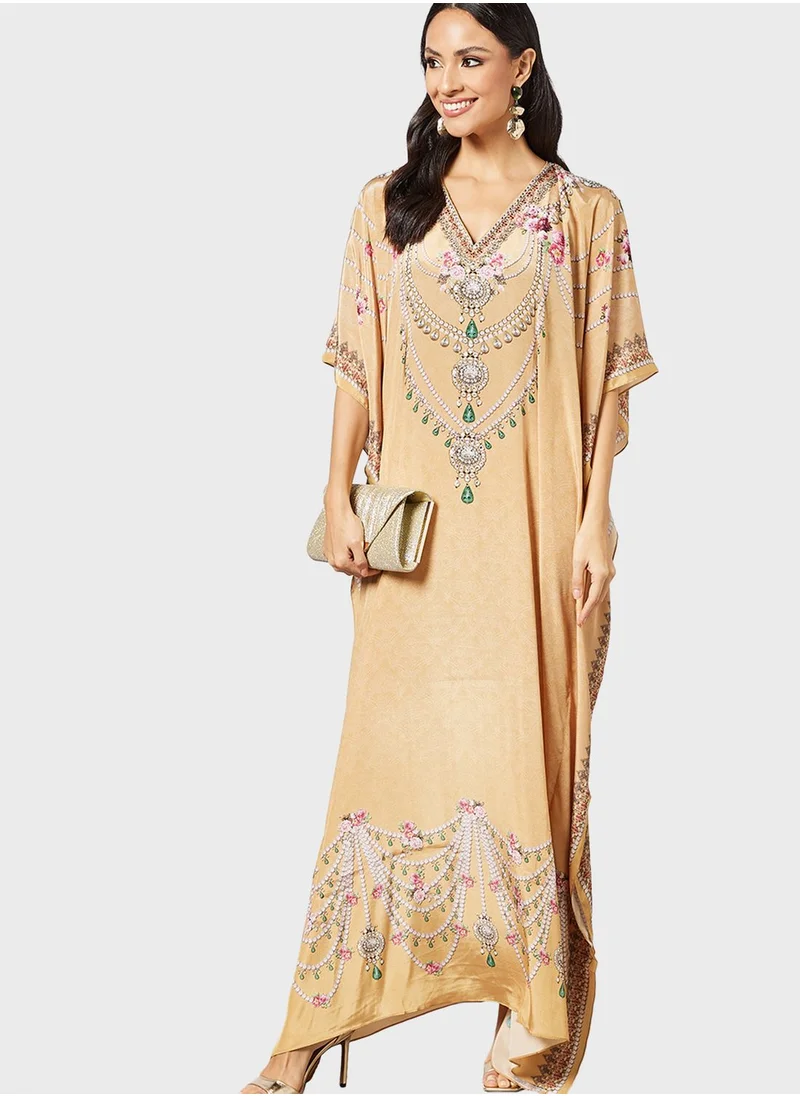 THE ARAB STUDIO Jewellery Print Jalabiya