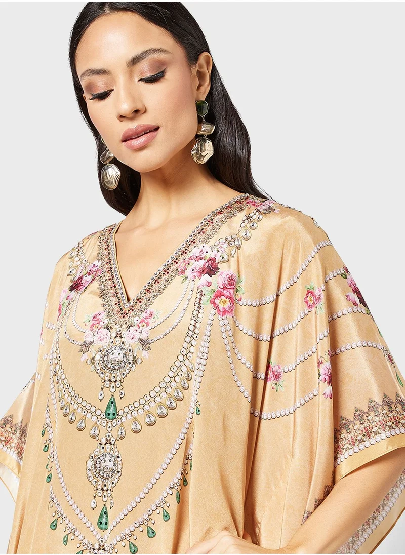 THE ARAB STUDIO Jewellery Print Jalabiya