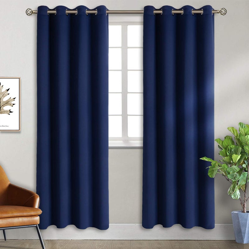 BGment Blackout Curtains for Bedroom - Grommet Thermal Insulated Room Darkening Curtains for Living Room  Set of 2 Panels  Each 46 x 84 Inch  Navy Blue - Image 1