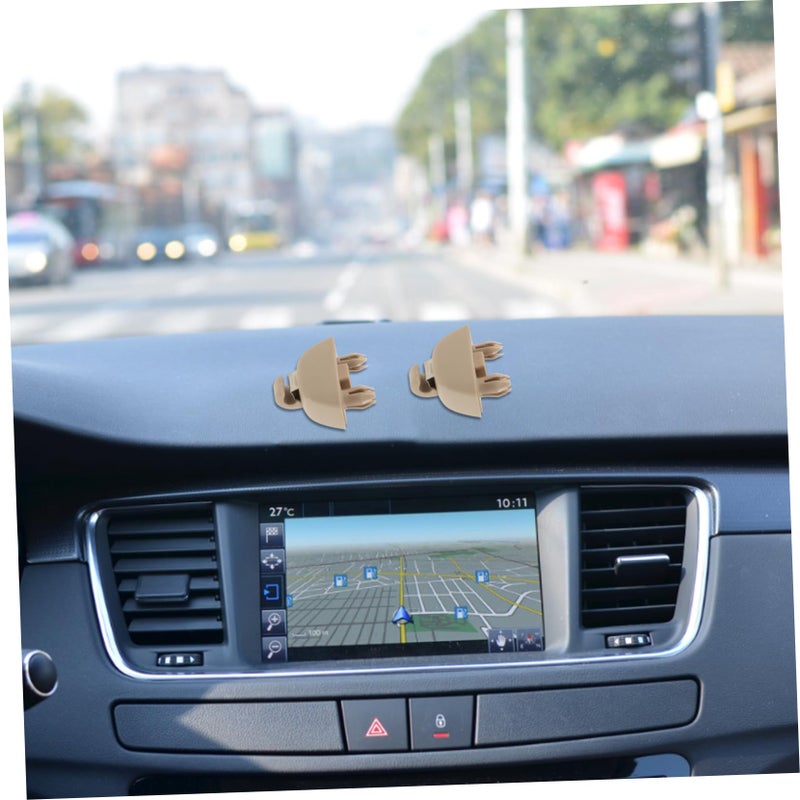 Beige Visor Hook Clips 2 Pack Easy Installation Car Interior Accessory Holder - Image 5