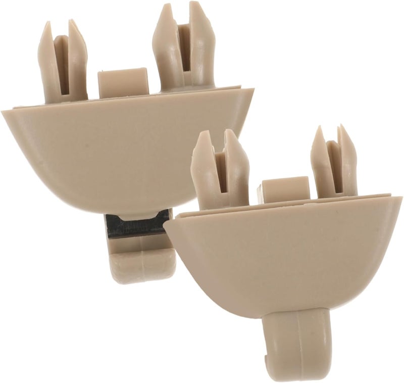 Beige Visor Hook Clips 2 Pack Easy Installation Car Interior Accessory Holder - Image 1