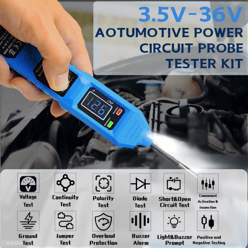 Bfminitool Power Circuit Probe Tester, 3.5V-36V DC Multifunctional Car Circuit Tester, Power Fuse & Voltage Tester with Test Light, Automotive Circuit Breake Finder Tool for Continuity Testing - Image 2