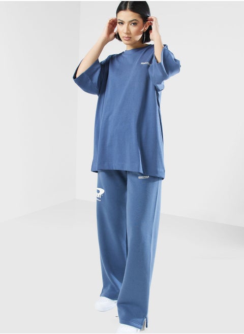 Space Printed Wide Leg Joggers