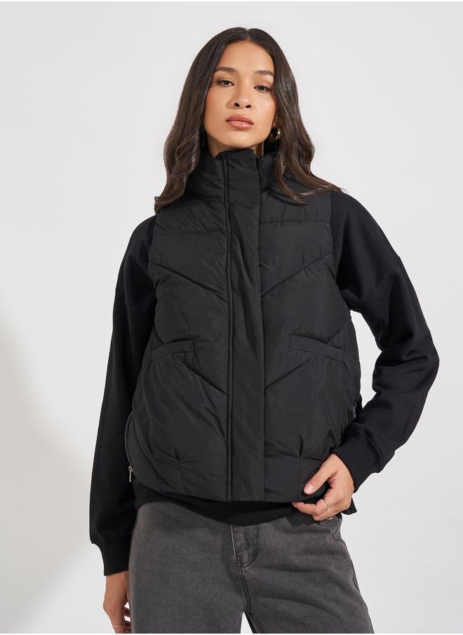 Styli Regular Fit Sleeveless Padded Jacket  - Image 3
