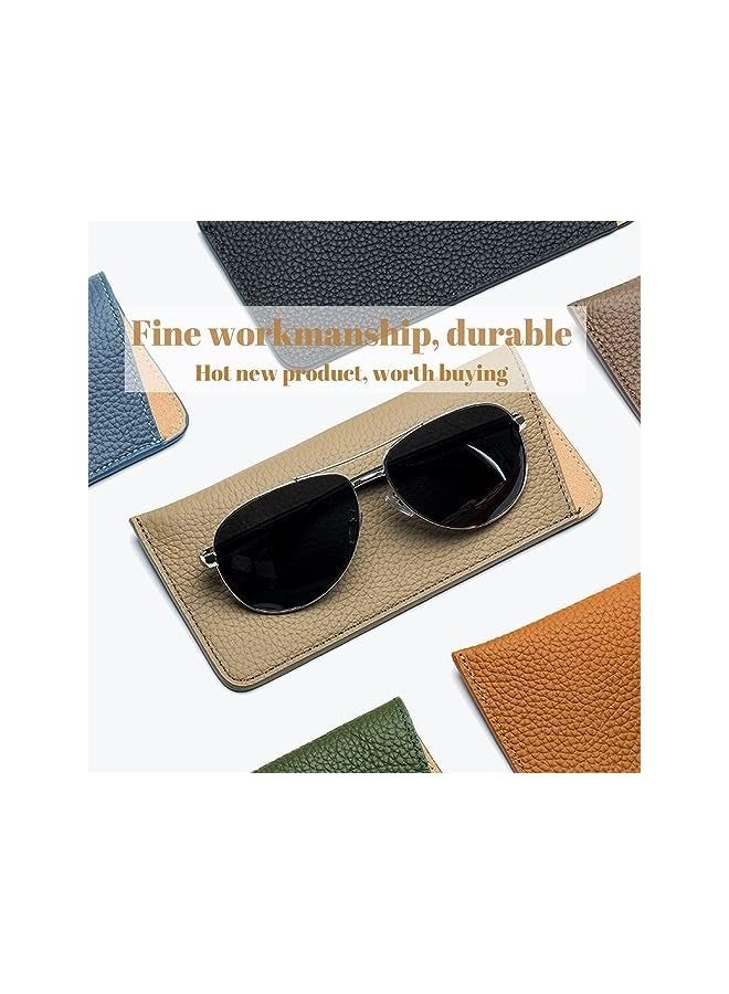 PROMASS Genuine leather glasses case, sunglasses, eyeglasses pouch, reading glasses, protective pouch for women men girls, black,  - Image 5