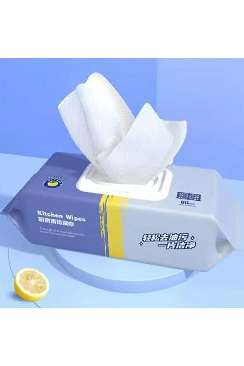 Kitchen Wipes for Heavy Duty Degreasing | Grease Removal Wet Wipes 80 Sheet - Image 1